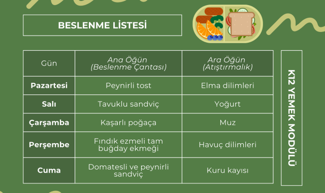 k12 yemek modülü